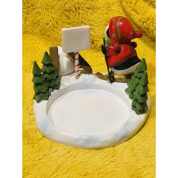 Yankee Candle Penguin jar holder Christmas skiing penguins for large candle gift - Picture 2 of 4